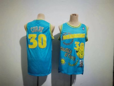 NBA 30 Curry Warriors Sketching version Maillot bleu